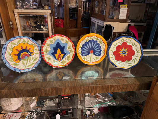 Discontinued Pier 1 Floral Hand Painted Dessert Plates set of 4