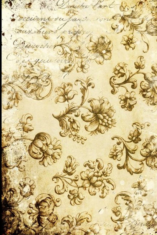 Distressed Grungy Floral Decoupage Paper - 20" x 30" - Roycycled Treasures